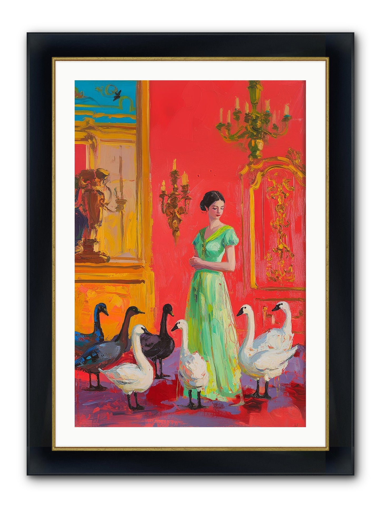 The Lake Keeper Framed Print - Wide Black w/Gold 24x36