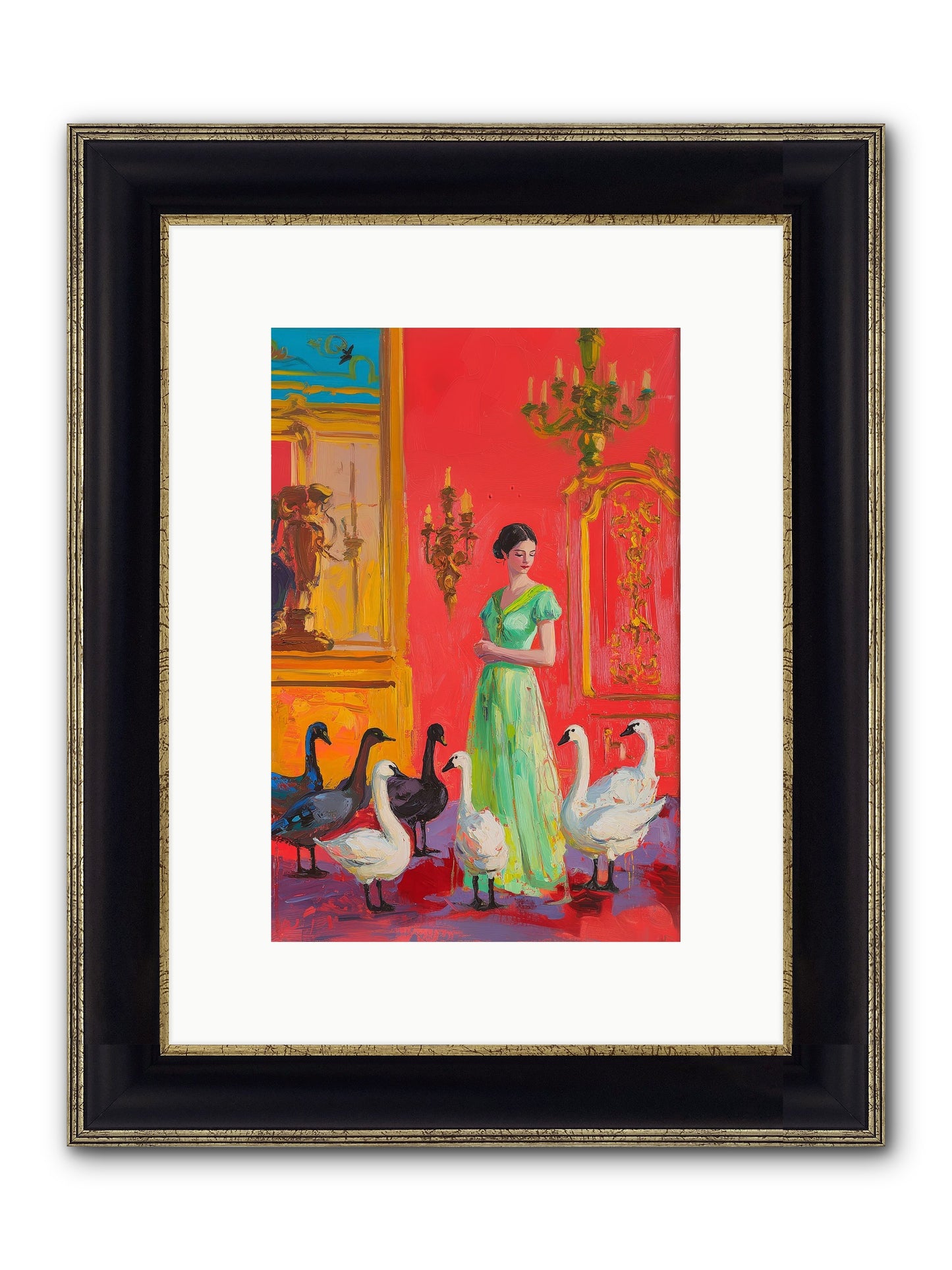 The Lake Keeper Framed Print - Black & Gold 8x12
