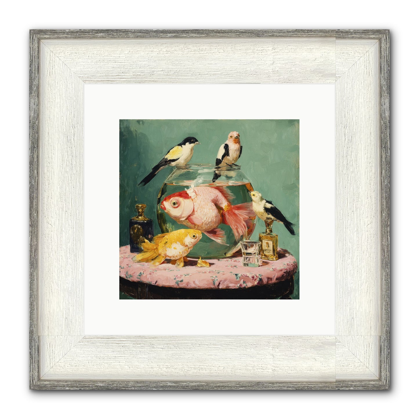 The Last Peony Café Framed Print - Driftwood White 10x10