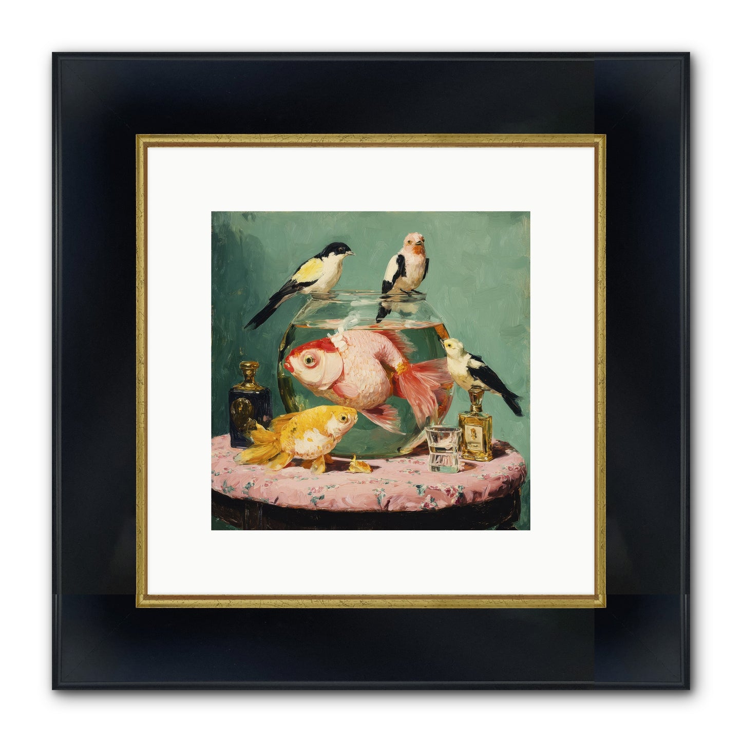 The Last Peony Café Framed Print - Wide Black w/Gold 10x10