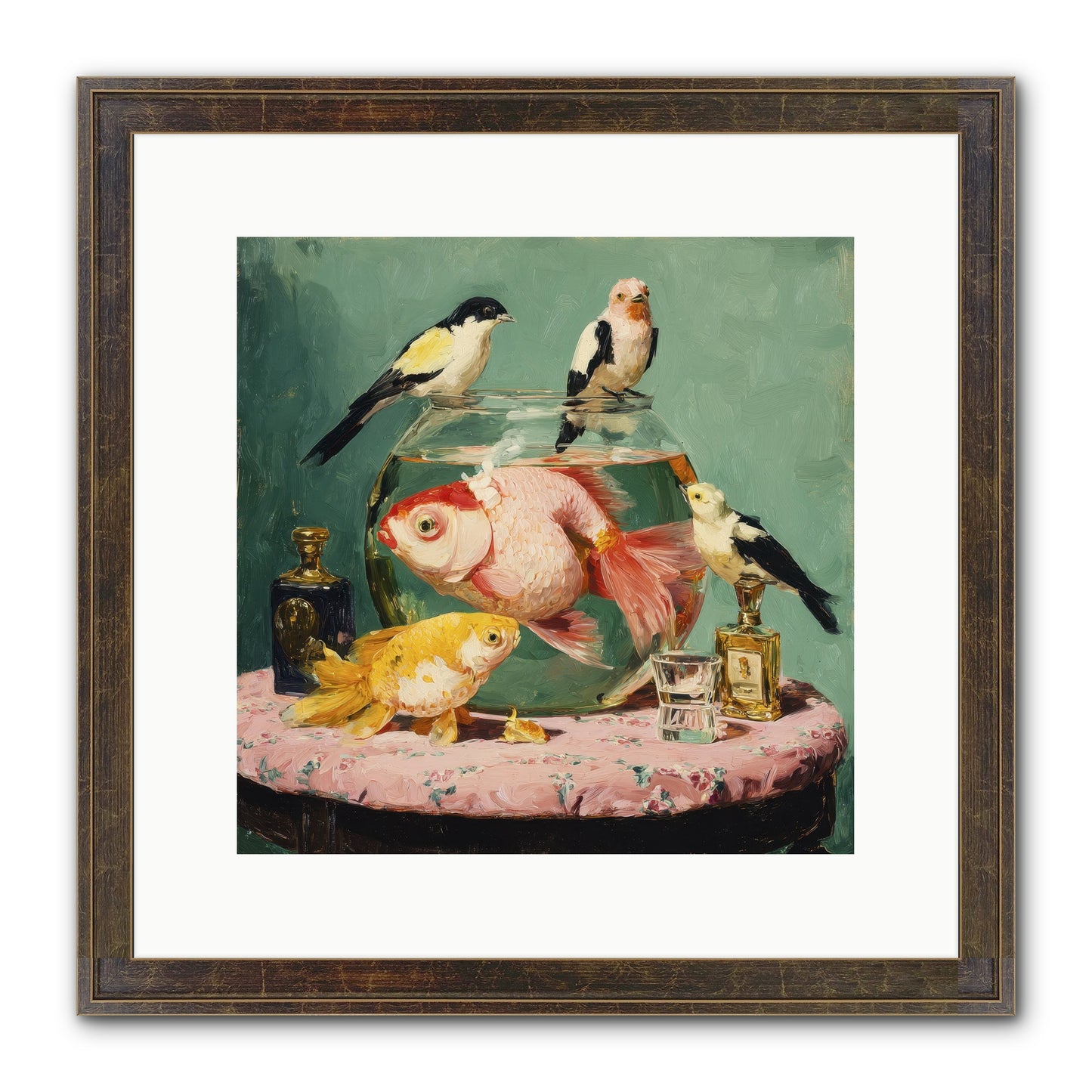 The Last Peony Café Framed Print - Slimwoods Black/Gold 12x12