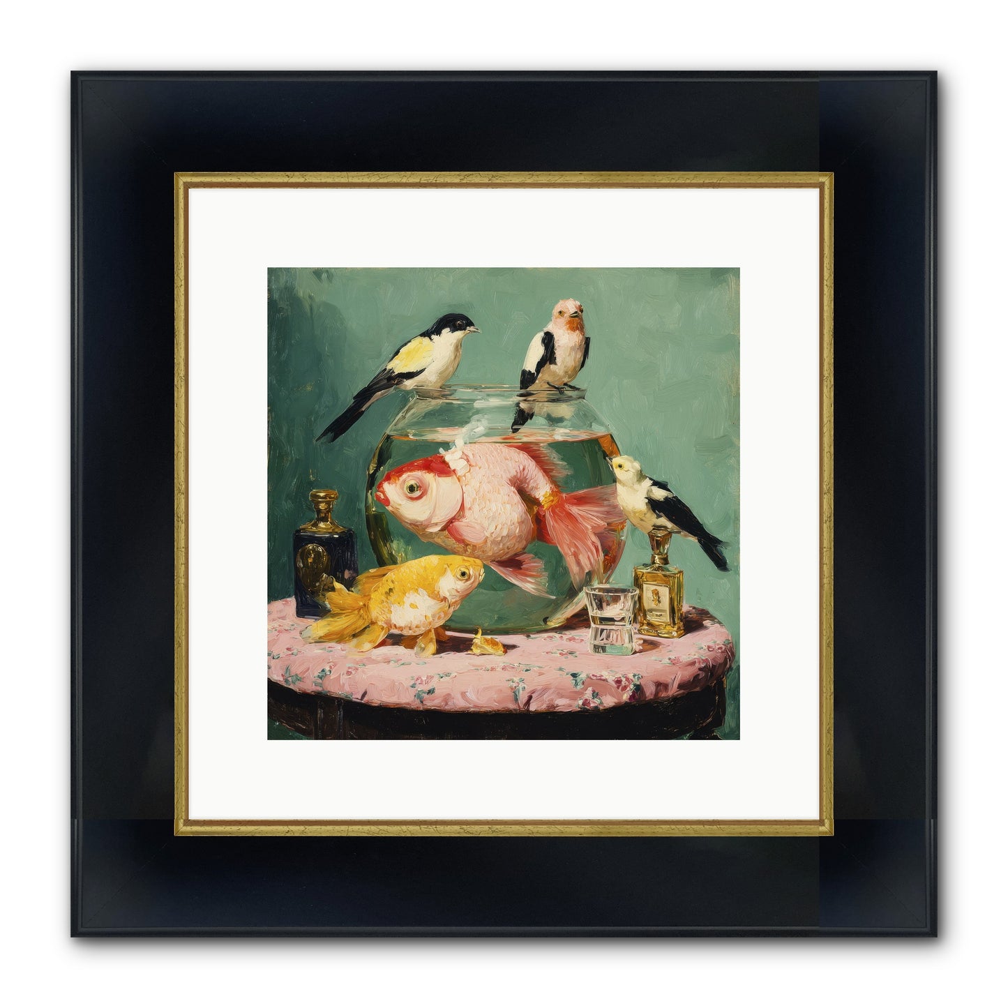 The Last Peony Café Framed Print - Wide Black w/Gold 12x12