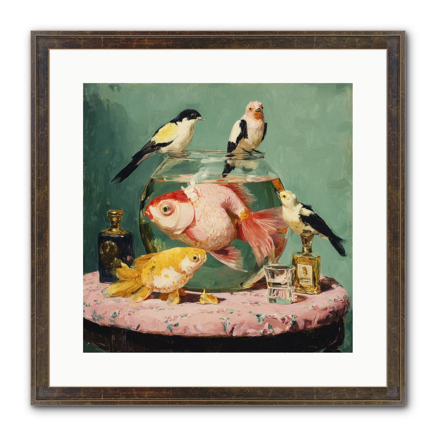 The Last Peony Café Framed Print - Slimwoods Black/Gold 16x16