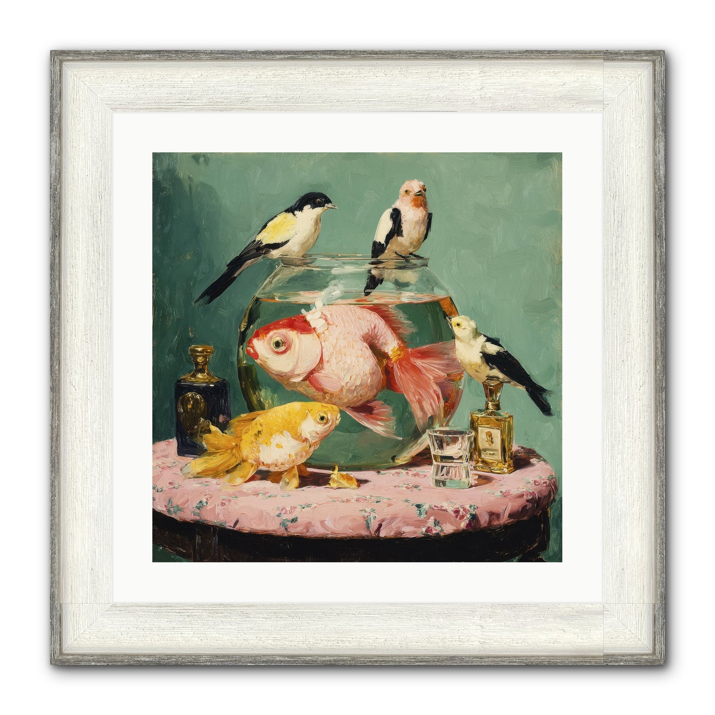 The Last Peony Café Framed Print - Driftwood White 20x20