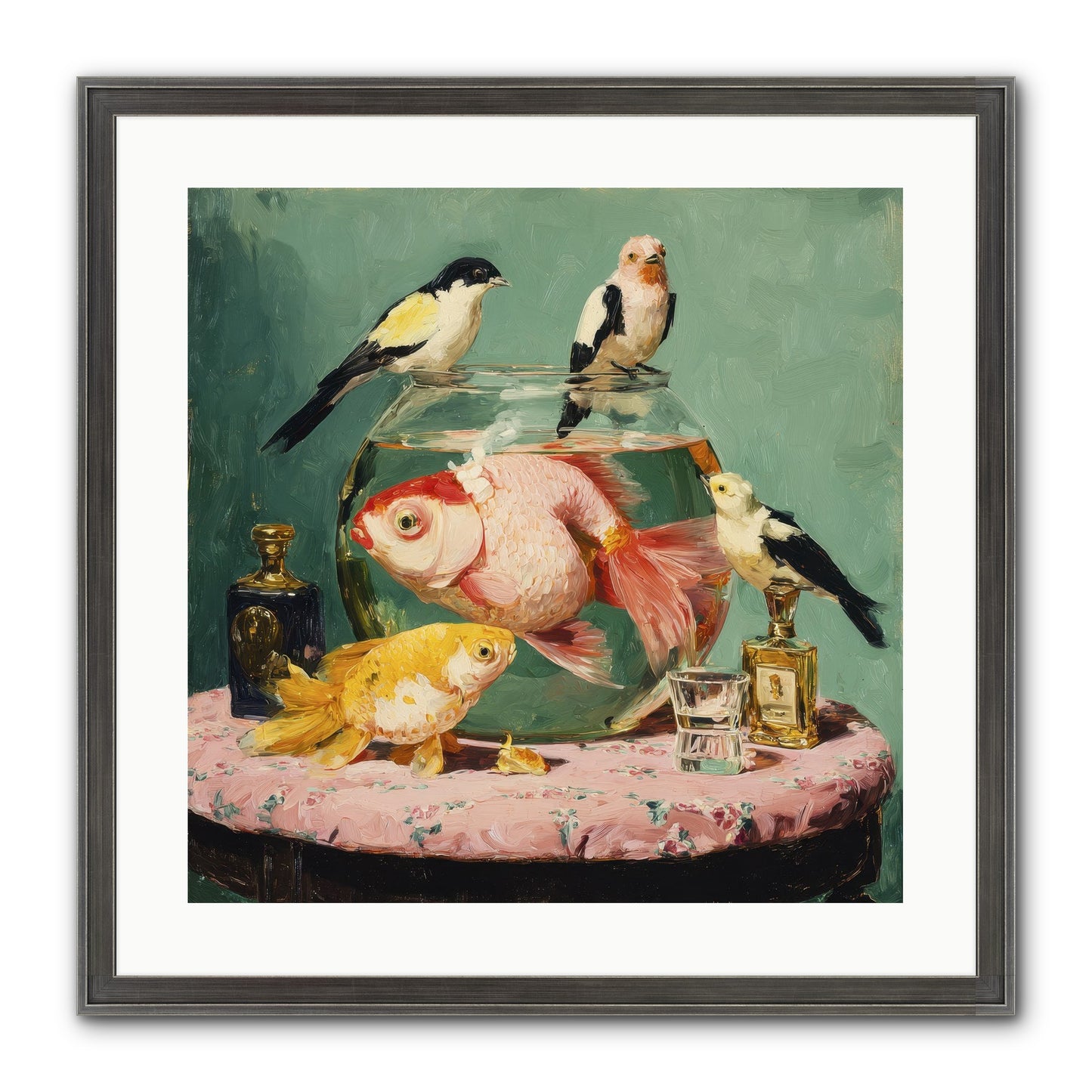 The Last Peony Café Framed Print - Slimwoods Black/Silver 20x20