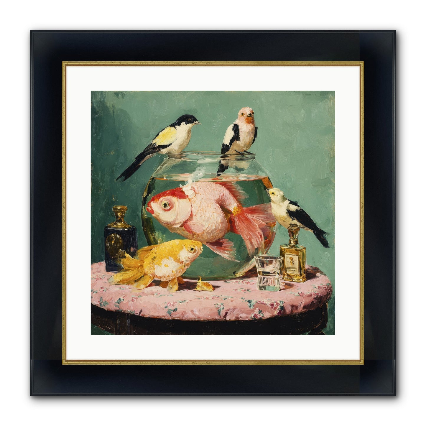 The Last Peony Café Framed Print - Wide Black w/Gold 20x20