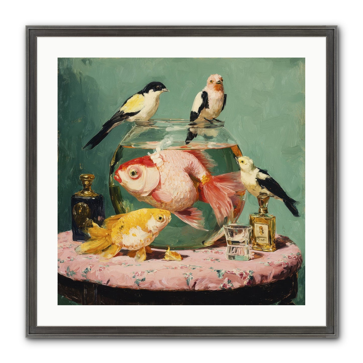 The Last Peony Café Framed Print - Slimwoods Black/Silver 24x24