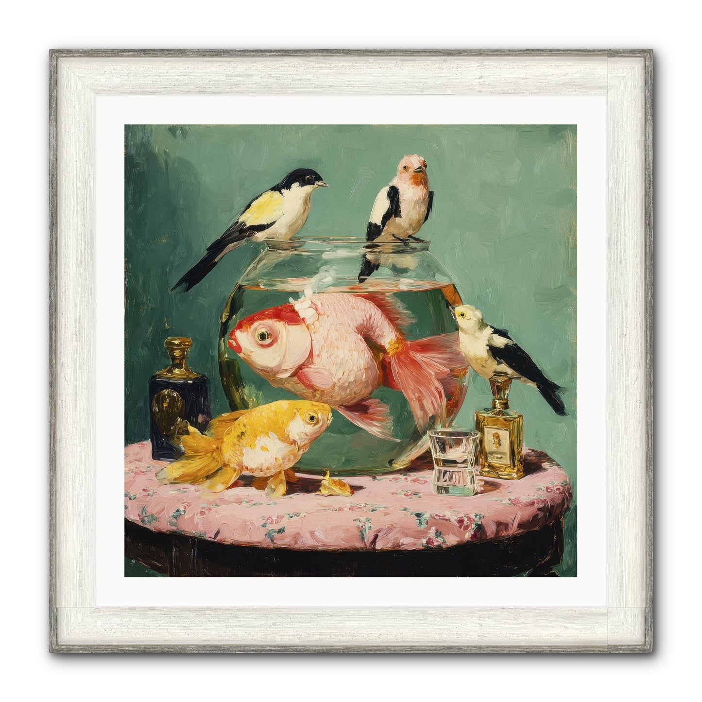 The Last Peony Café Framed Print - Driftwood White 30x30