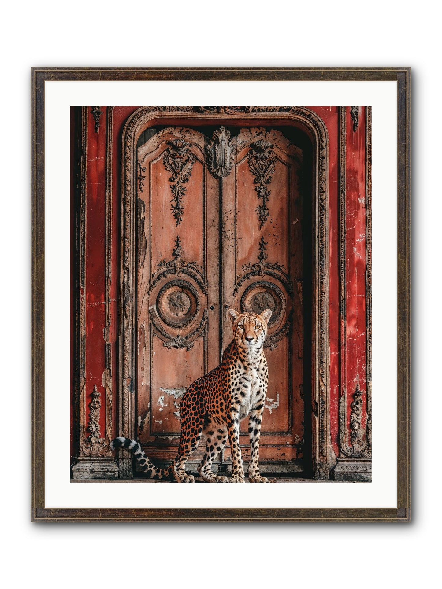 The Leopard's Vermilion Vestibule Framed Print - Slimwoods Black/Gold 24x30