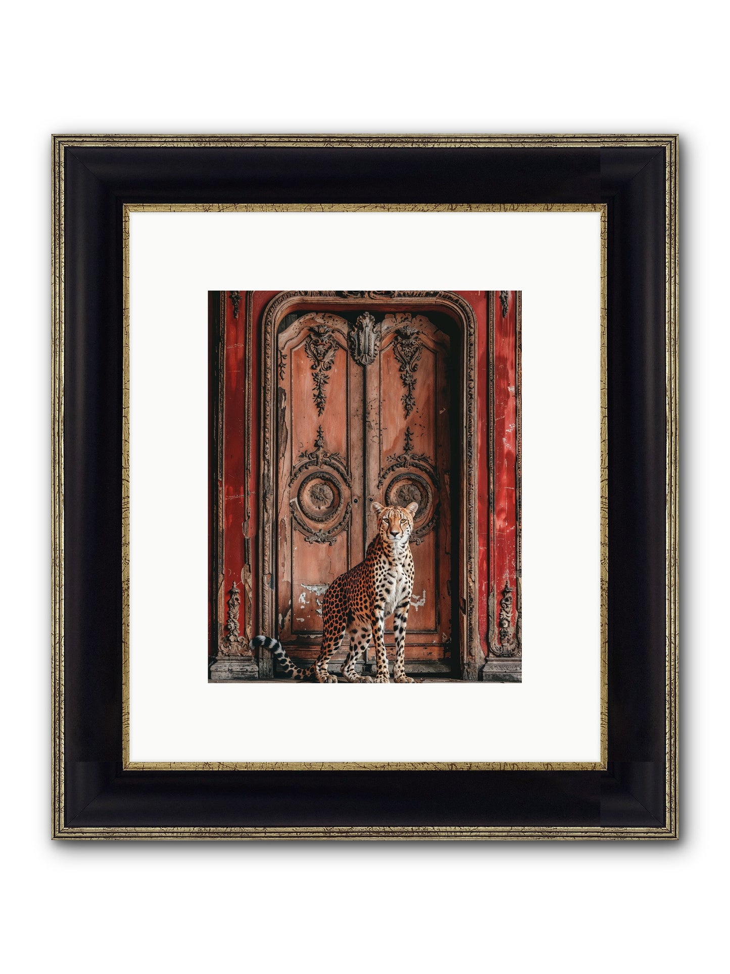 The Leopard's Vermilion Vestibule Framed Print - Black & Gold 8x10
