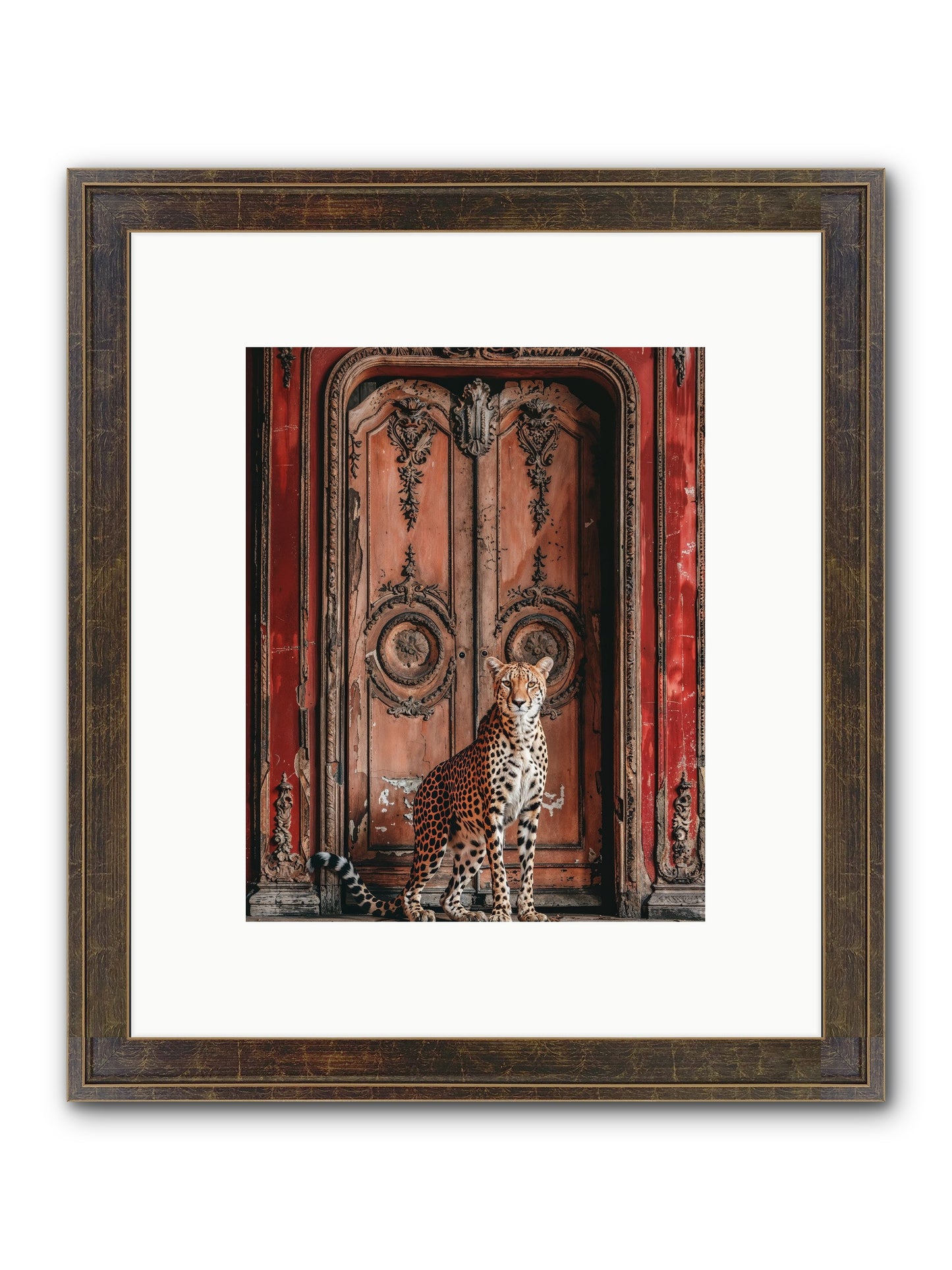 The Leopard's Vermilion Vestibule Framed Print - Slimwoods Black/Gold 8x10