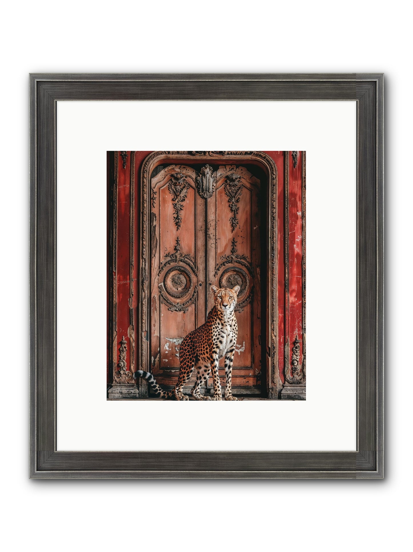 The Leopard's Vermilion Vestibule Framed Print - Slimwoods Black/Silver 8x10