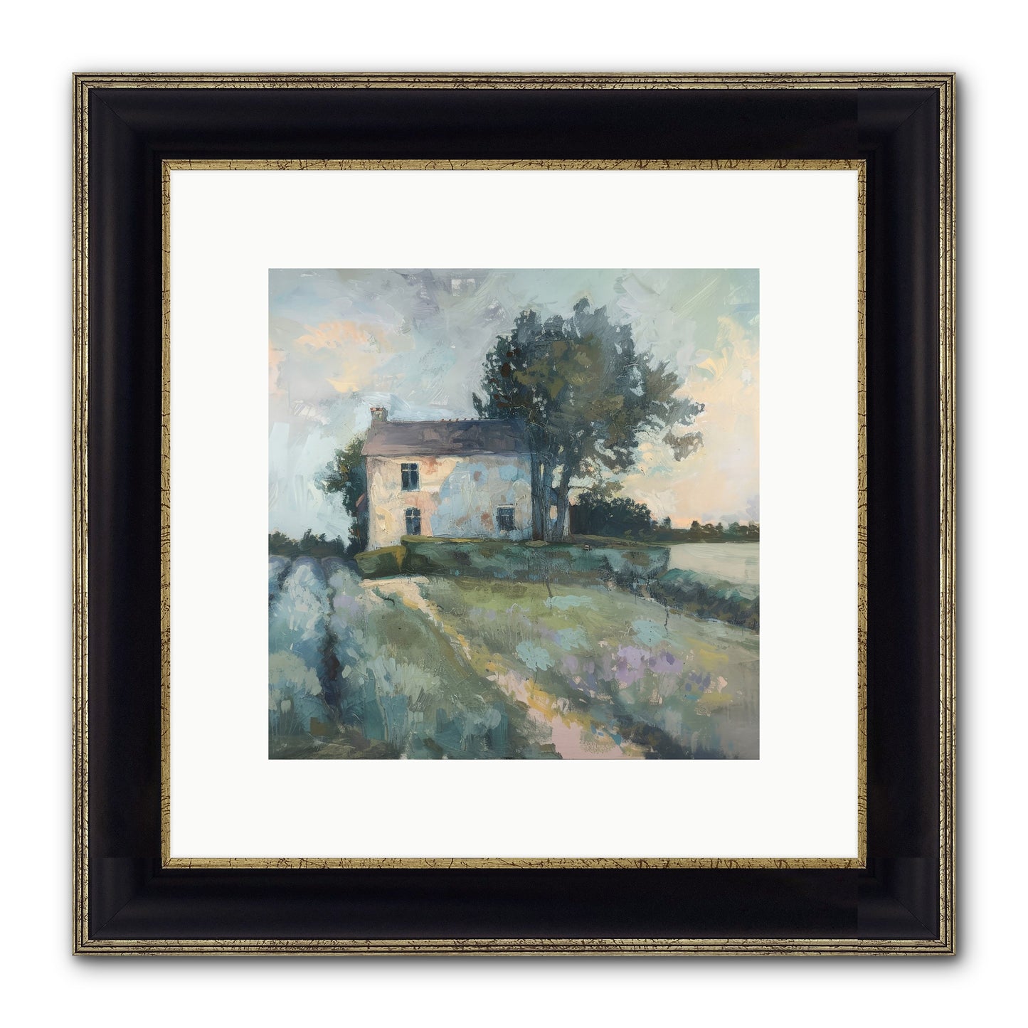 The Linen House Framed Print - Black & Gold 10x10
