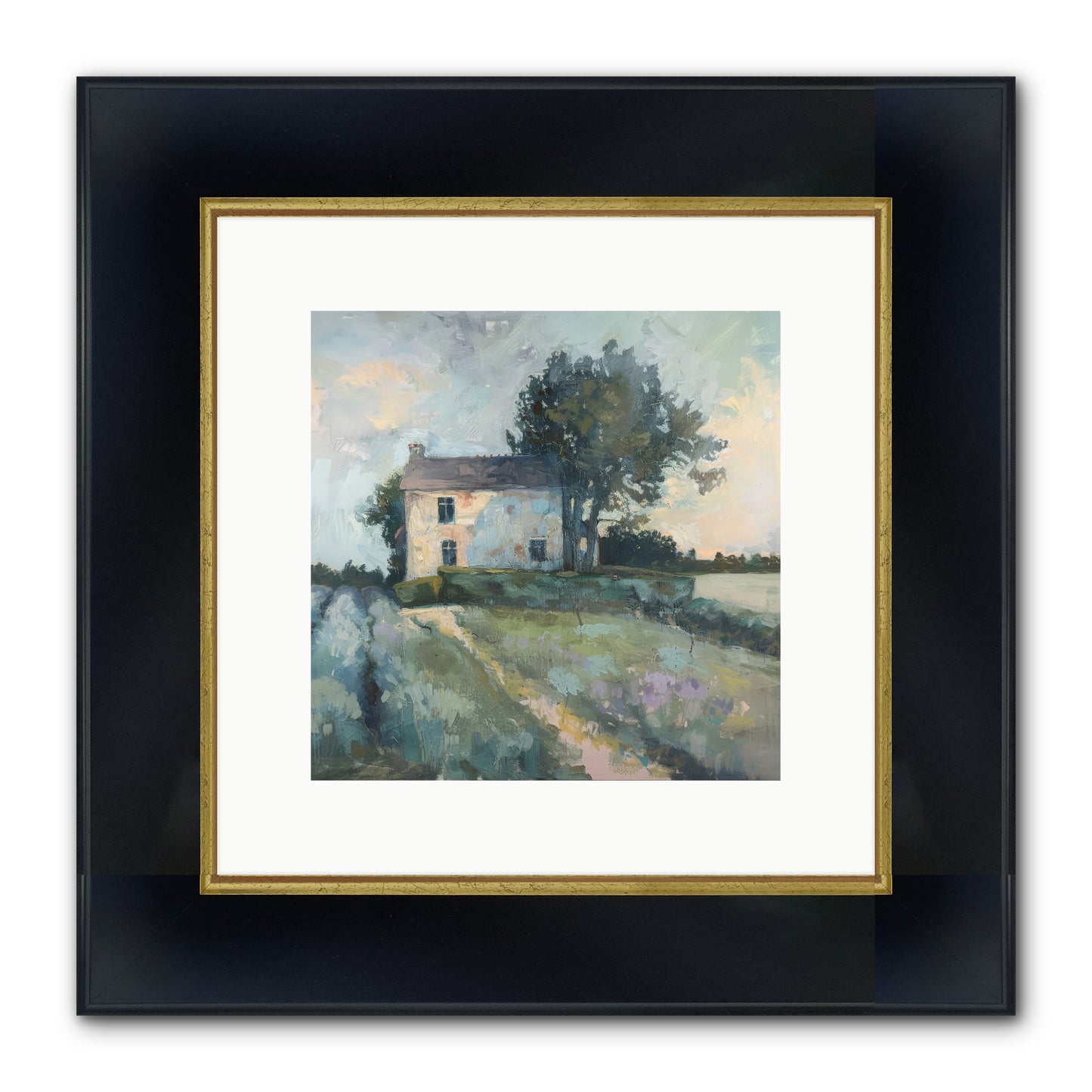 The Linen House Framed Print - Wide Black w/Gold 10x10