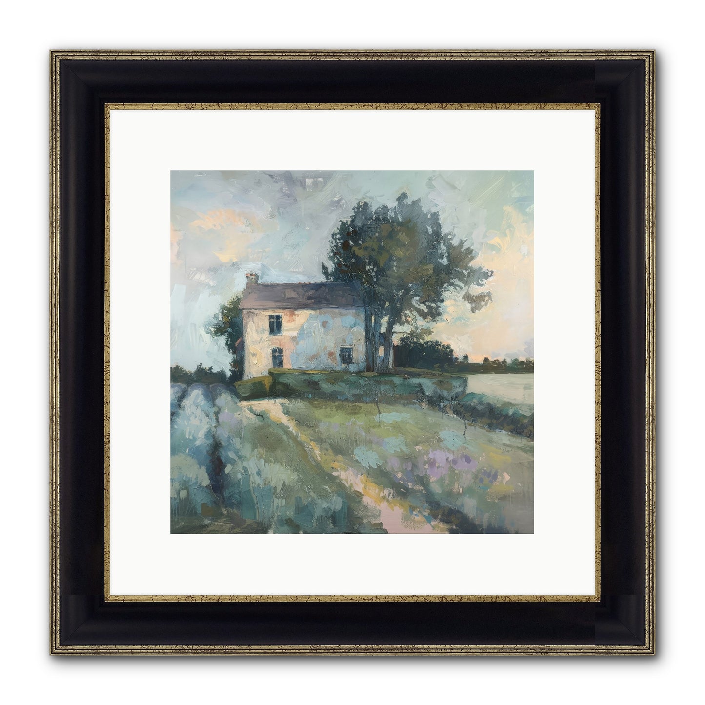 The Linen House Framed Print - Black & Gold 12x12