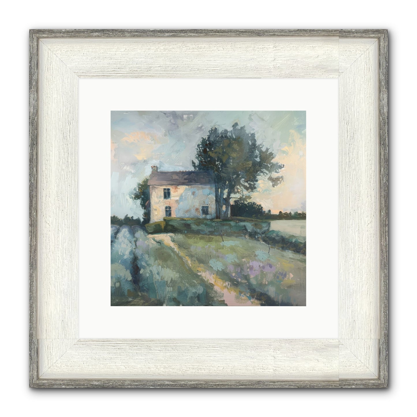 The Linen House Framed Print - Driftwood White 12x12