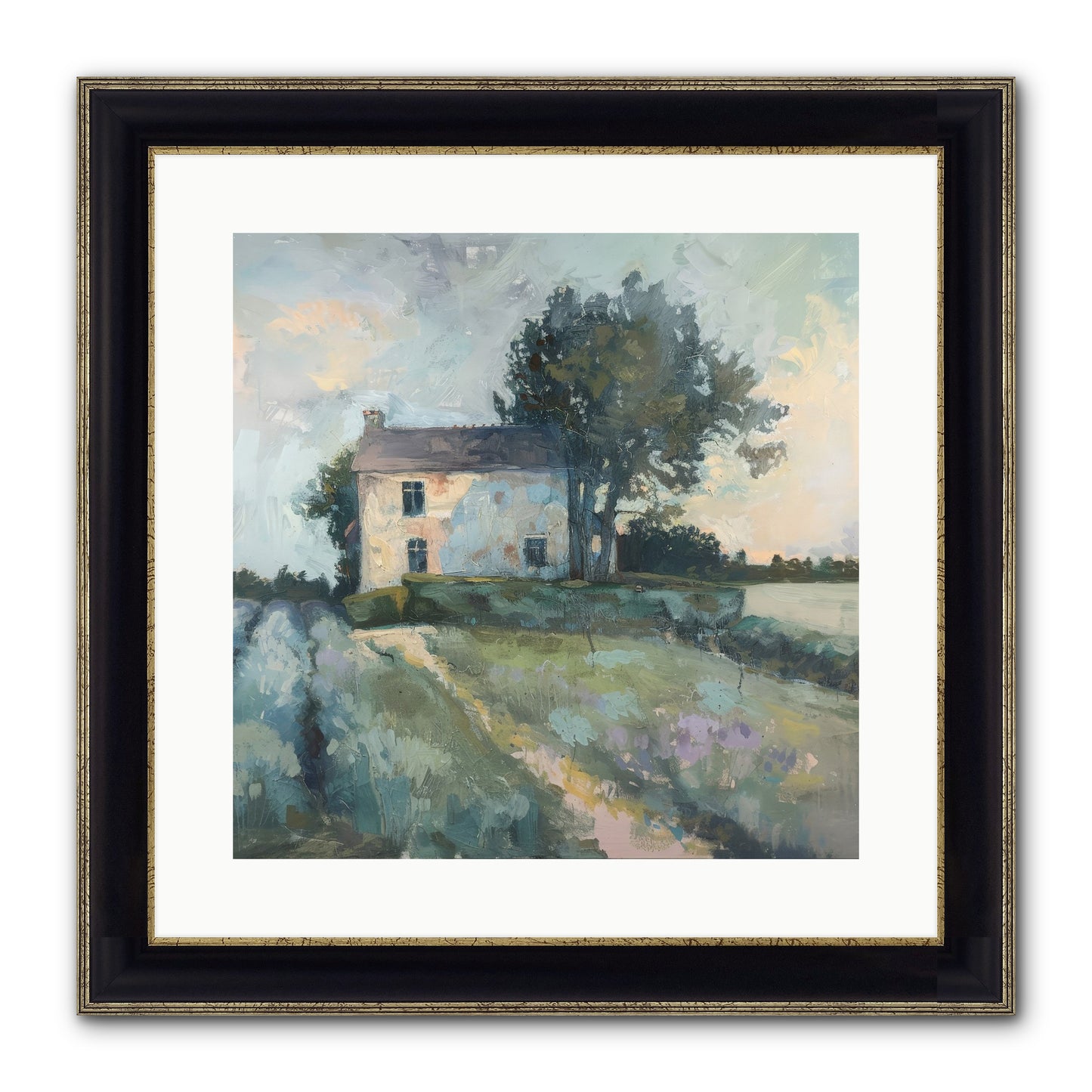 The Linen House Framed Print - Black & Gold 16x16
