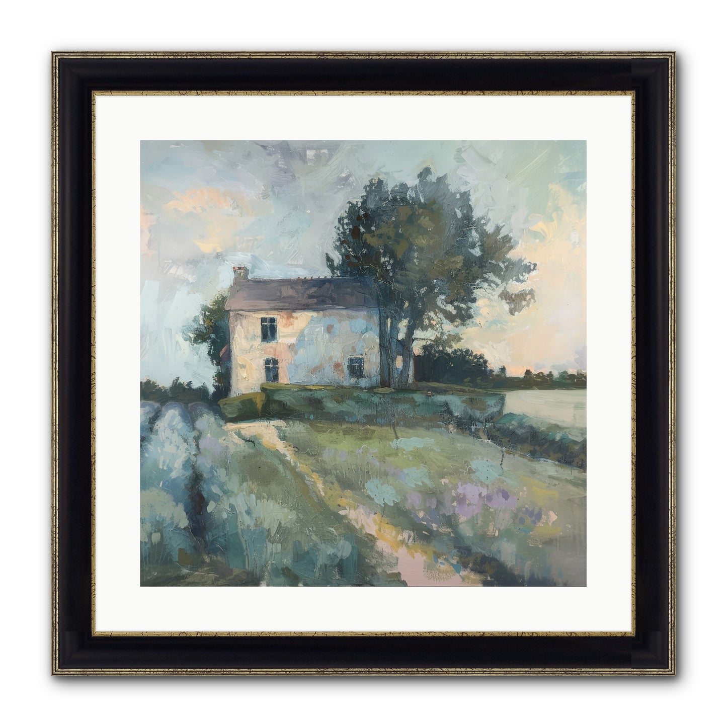 The Linen House Framed Print - Black & Gold 20x20