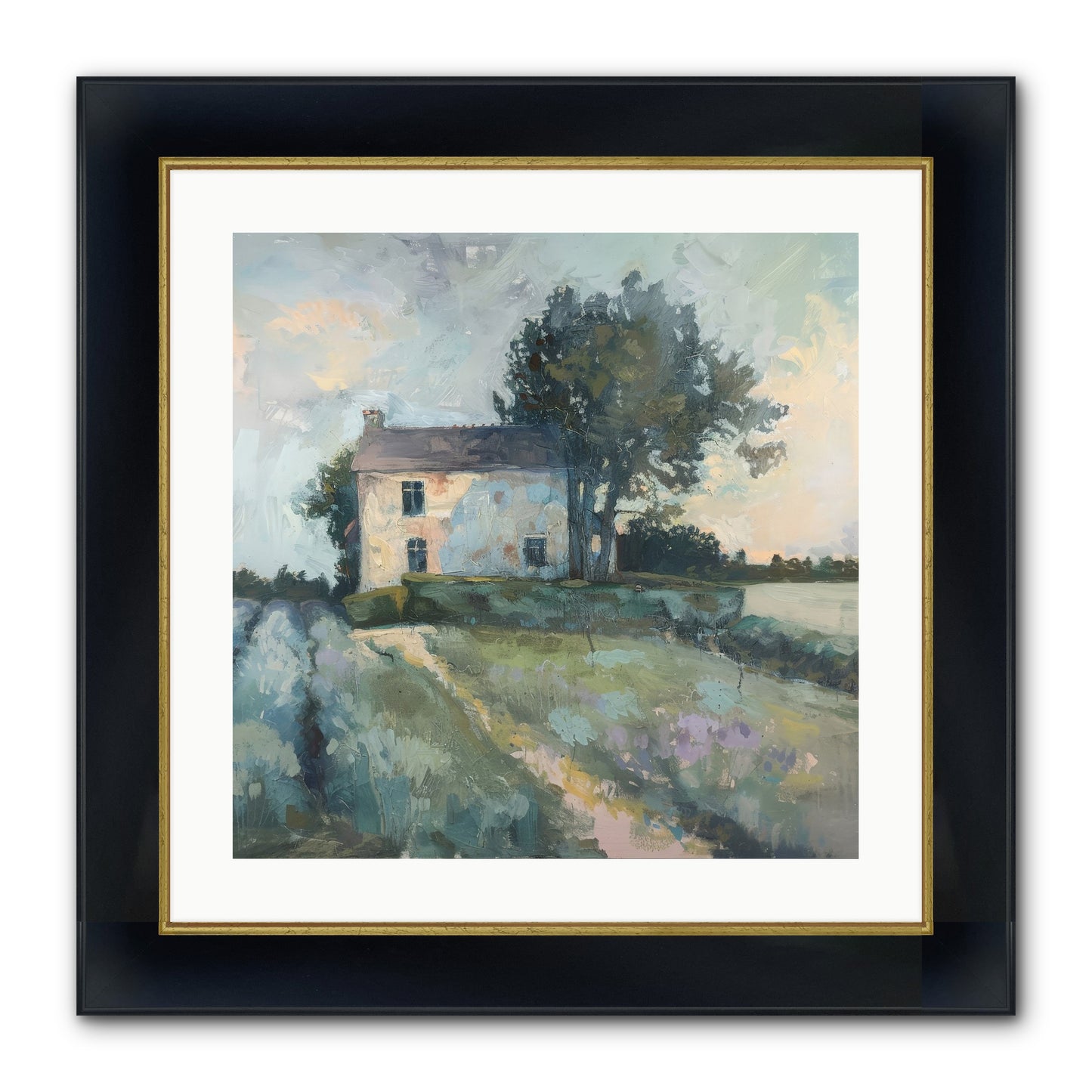 The Linen House Framed Print - Wide Black w/Gold 20x20