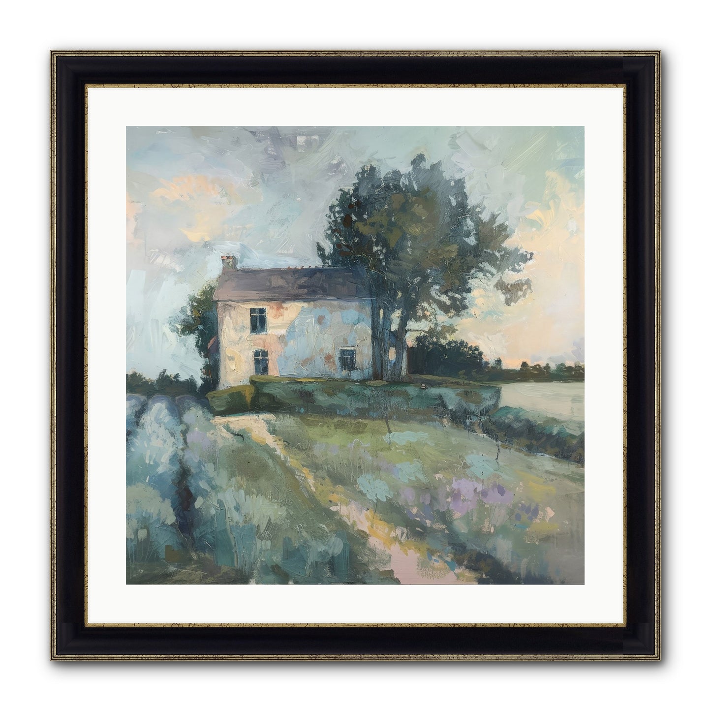 The Linen House Framed Print - Black & Gold 24x24