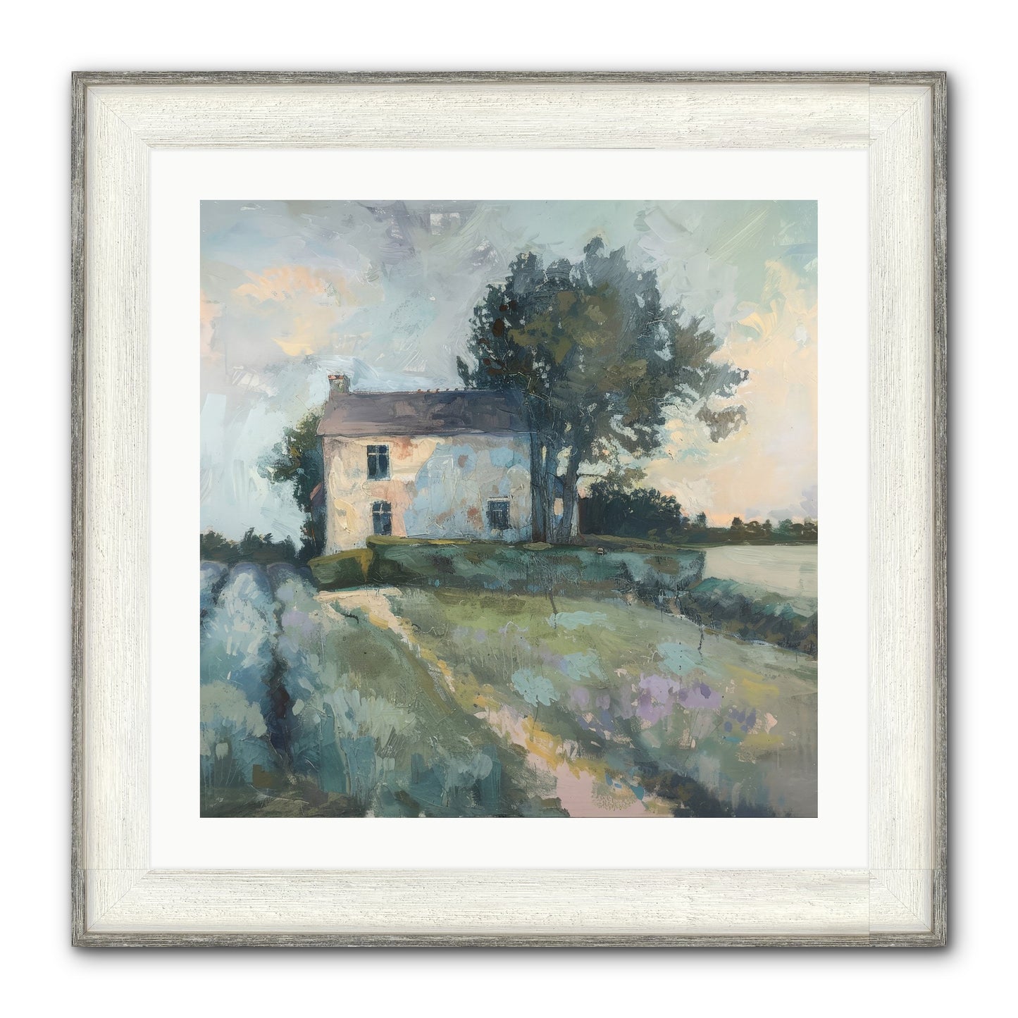 The Linen House Framed Print - Driftwood White 24x24
