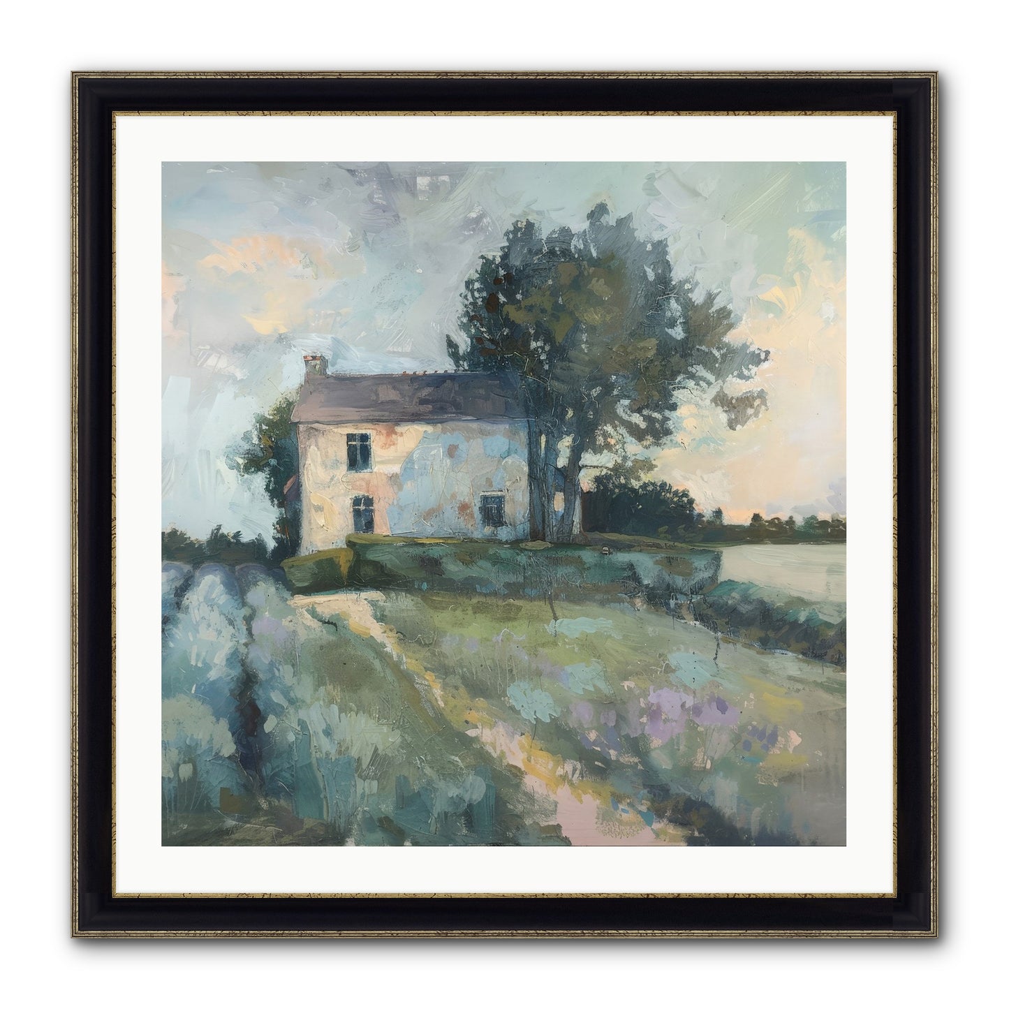 The Linen House Framed Print - Black & Gold 30x30