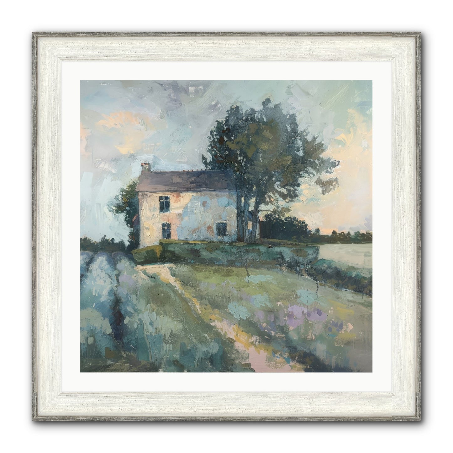 The Linen House Framed Print - Driftwood White 30x30