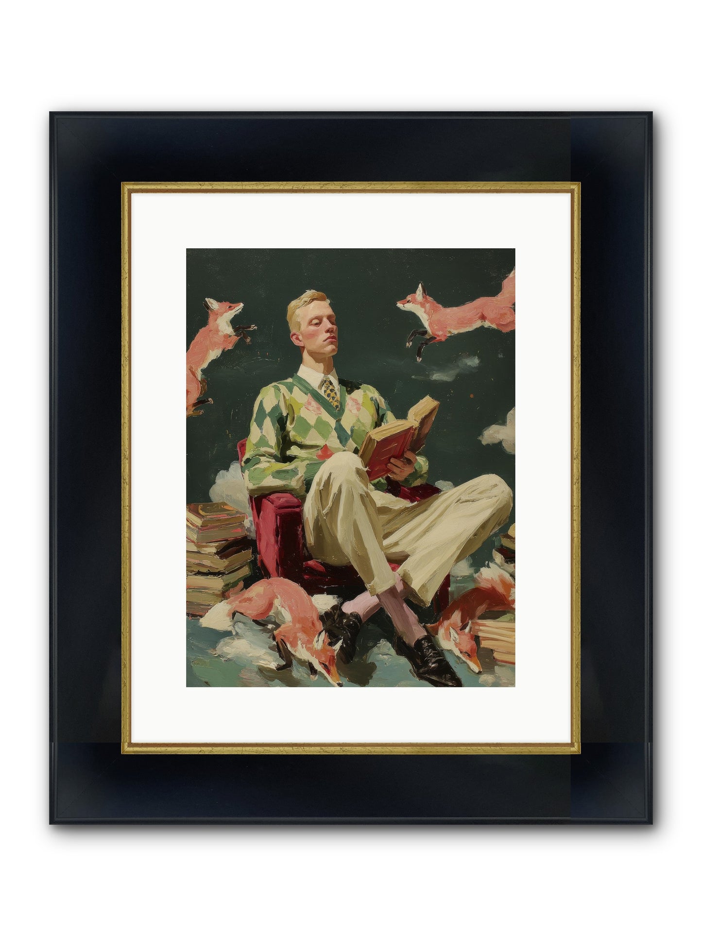 The Linen Salon Framed Print - Wide Black w/Gold 12x16