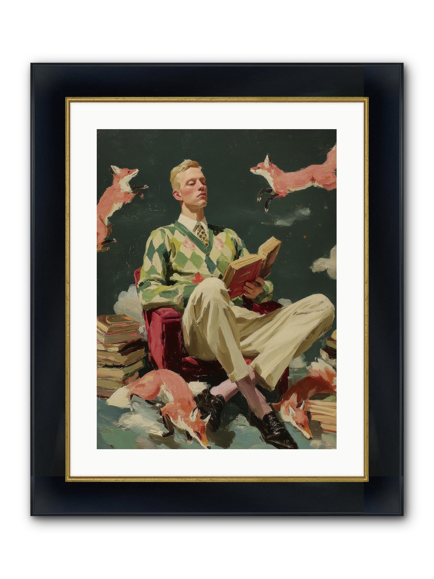 The Linen Salon Framed Print - Wide Black w/Gold 18x24