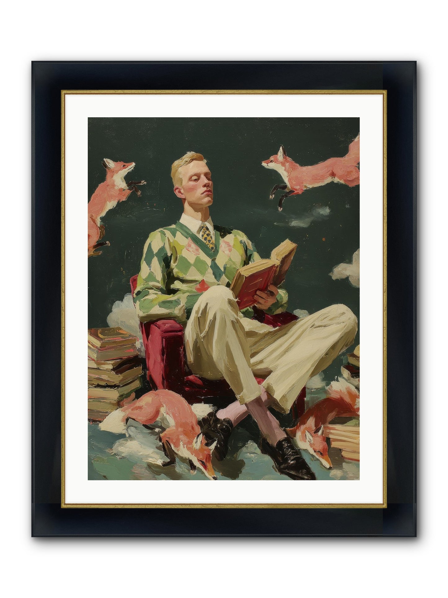 The Linen Salon Framed Print - Wide Black w/Gold 24x32