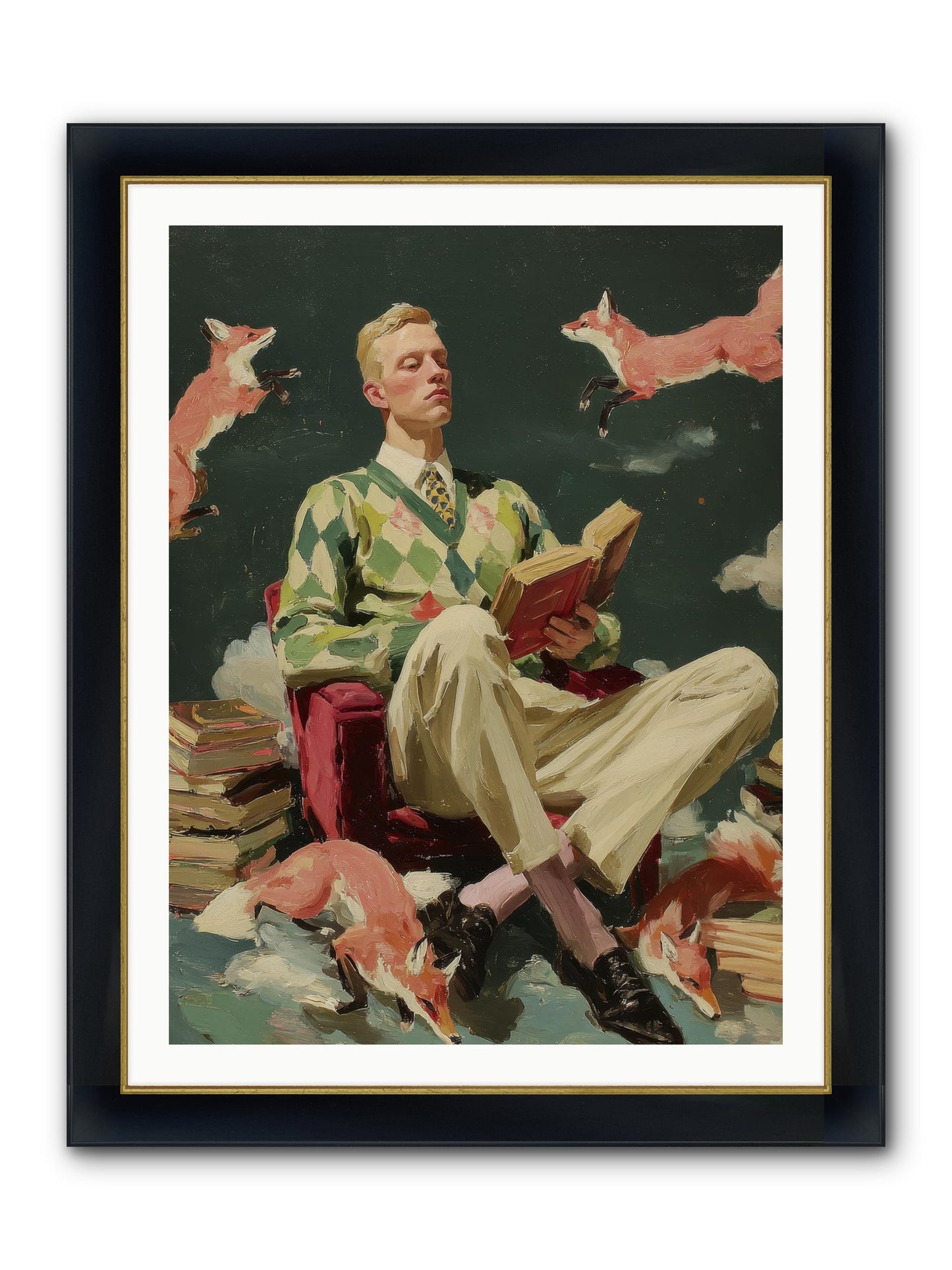 The Linen Salon Framed Print - Wide Black w/Gold 30x40