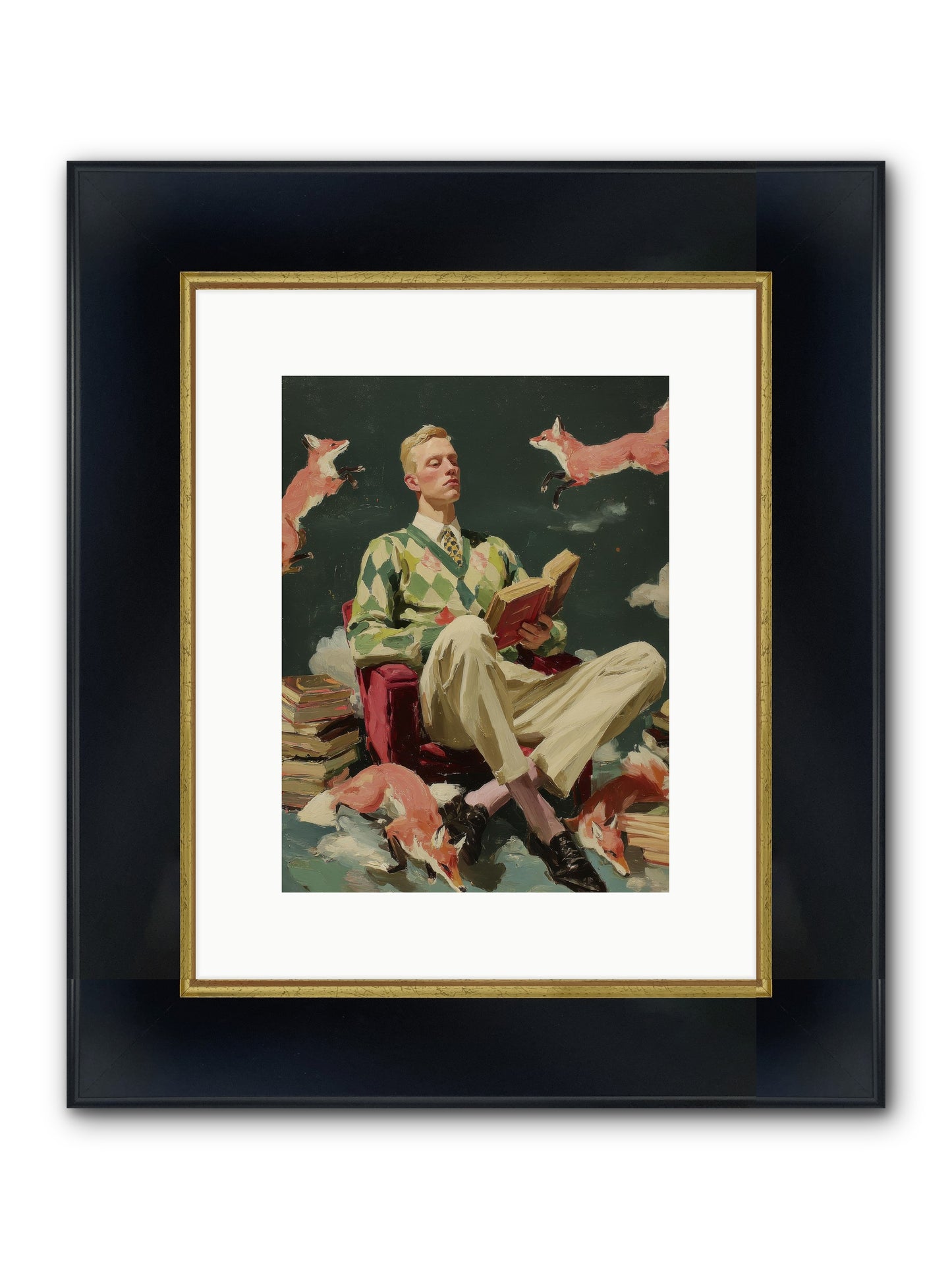 The Linen Salon Framed Print - Wide Black w/Gold 9x12