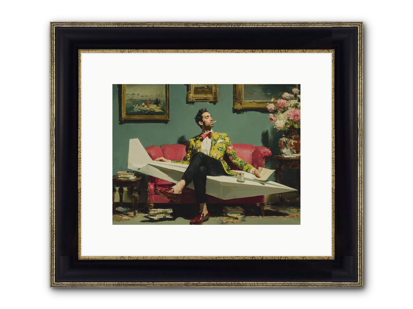 The Lost Passport Club Framed Print - Black & Gold 12x9