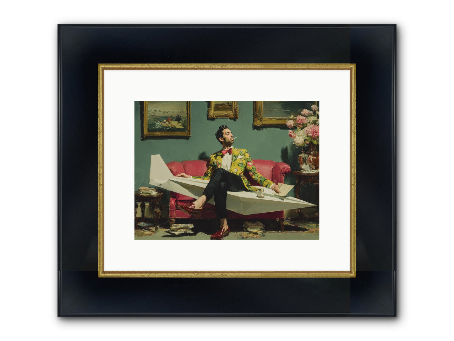 The Lost Passport Club Framed Print - Wide Black w/Gold 12x9