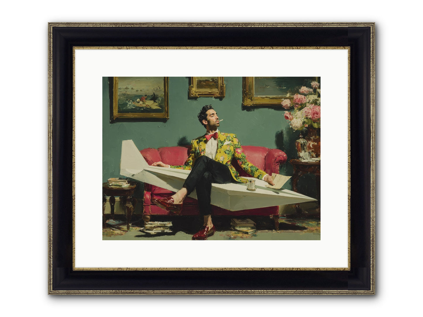 The Lost Passport Club Framed Print - Black & Gold 16x12