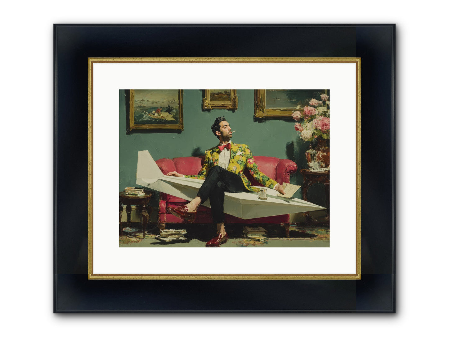 The Lost Passport Club Framed Print - Wide Black w/Gold 16x12