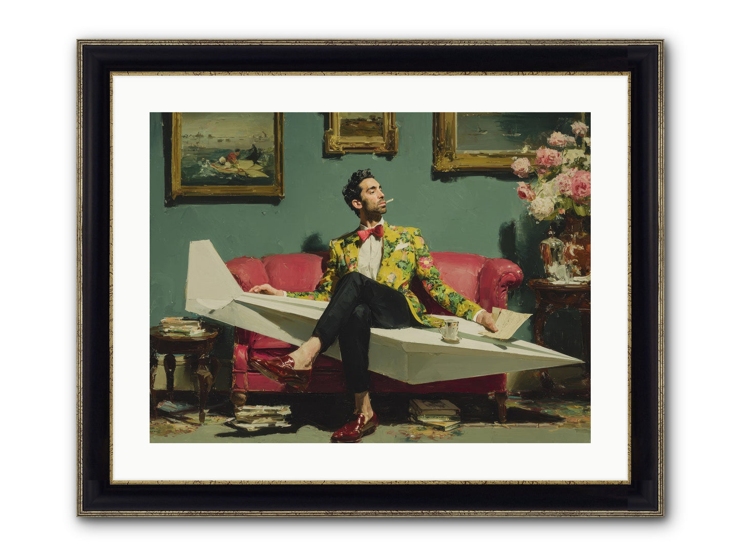 The Lost Passport Club Framed Print - Black & Gold 24x18
