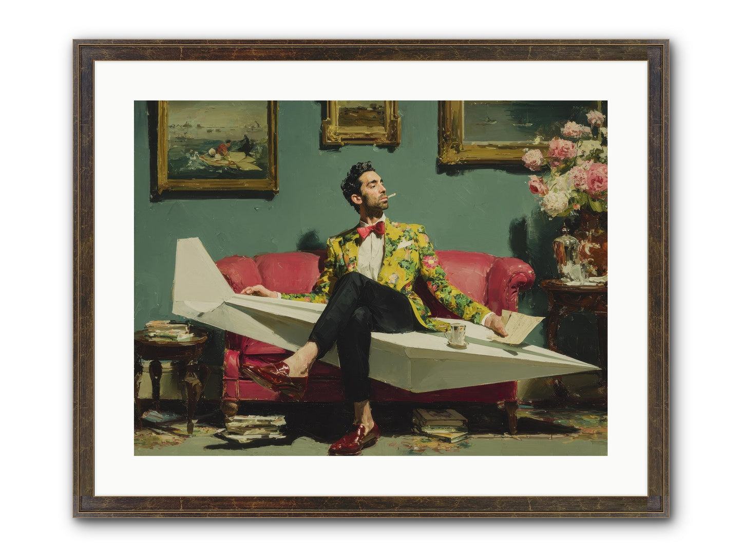 The Lost Passport Club Framed Print - Slimwoods Black/Gold 24x18