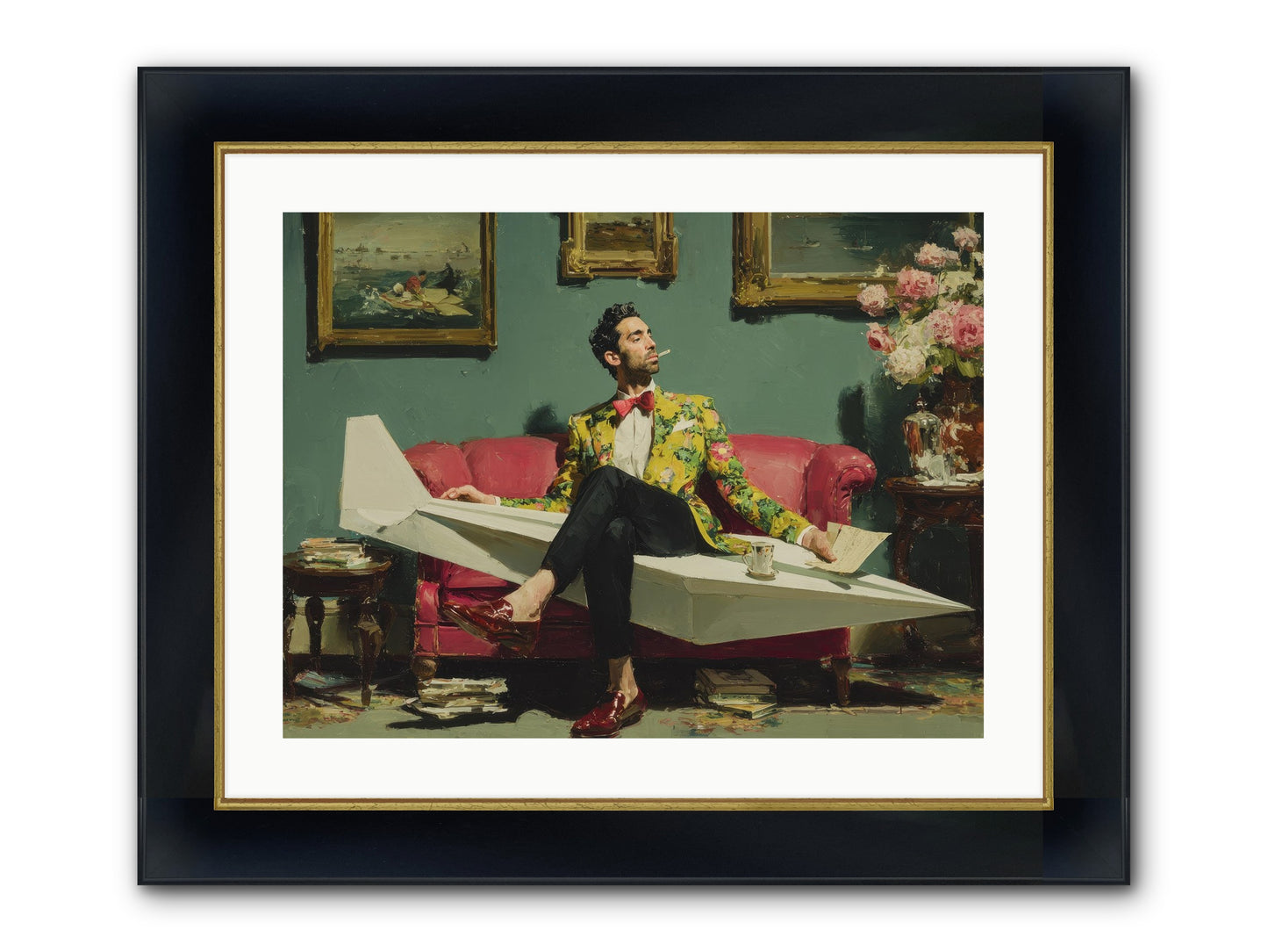The Lost Passport Club Framed Print - Wide Black w/Gold 24x18