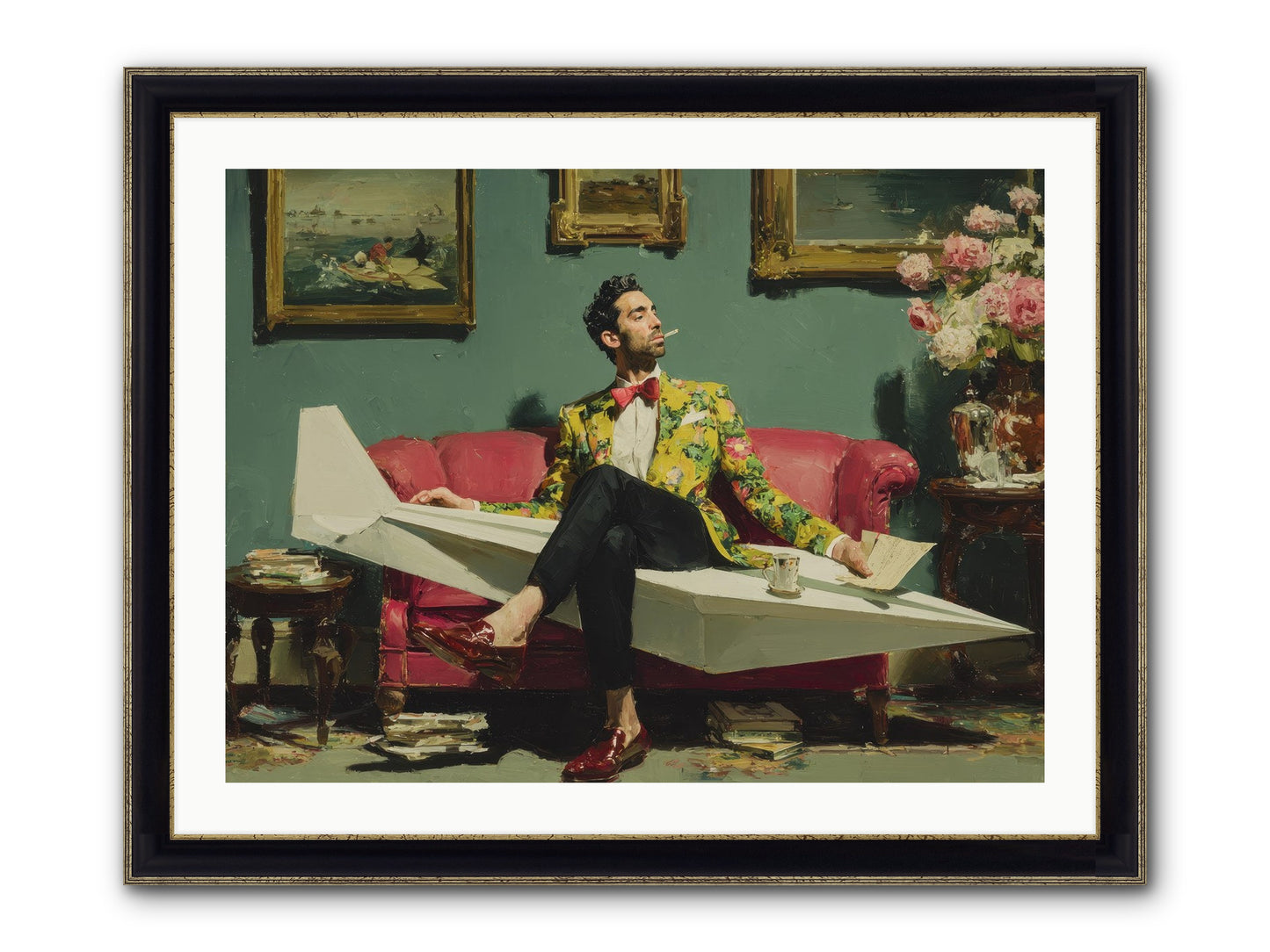 The Lost Passport Club Framed Print - Black & Gold 32x24
