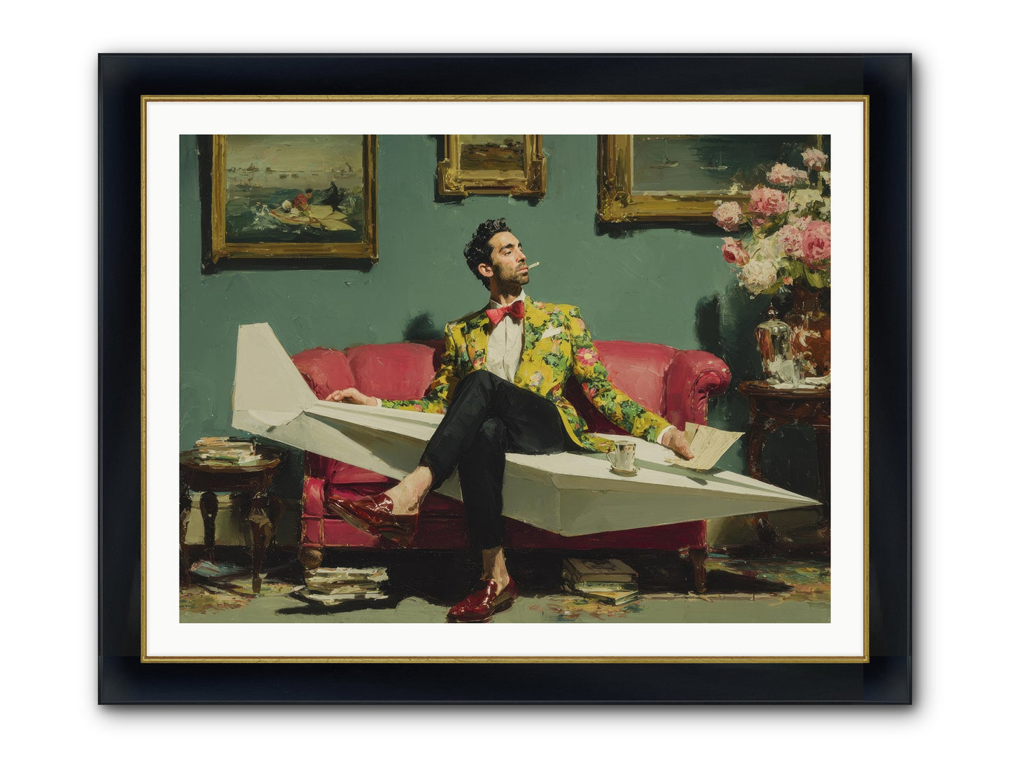 The Lost Passport Club Framed Print - Wide Black w/Gold 40x30