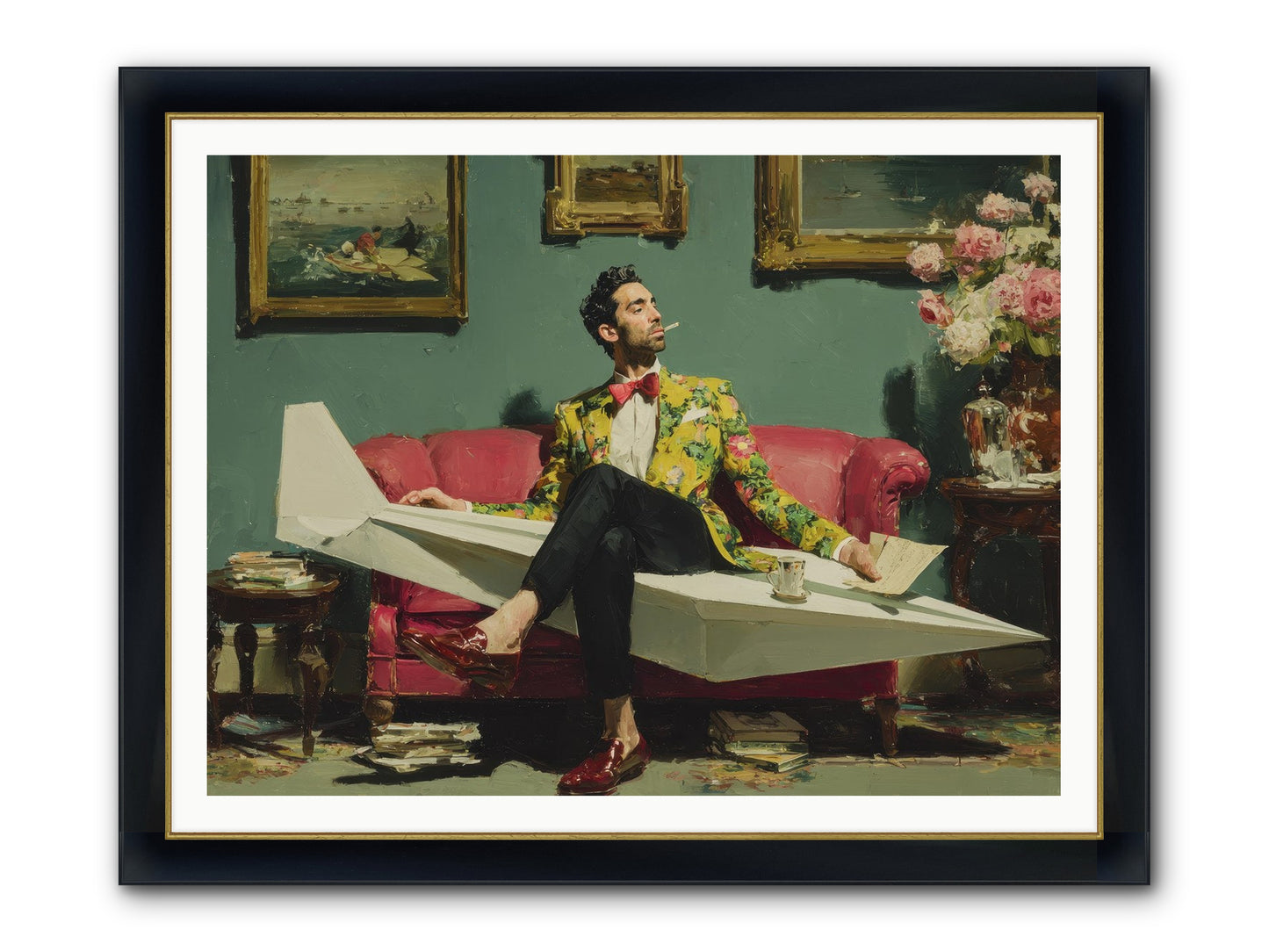 The Lost Passport Club Framed Print - Wide Black w/Gold 48x36