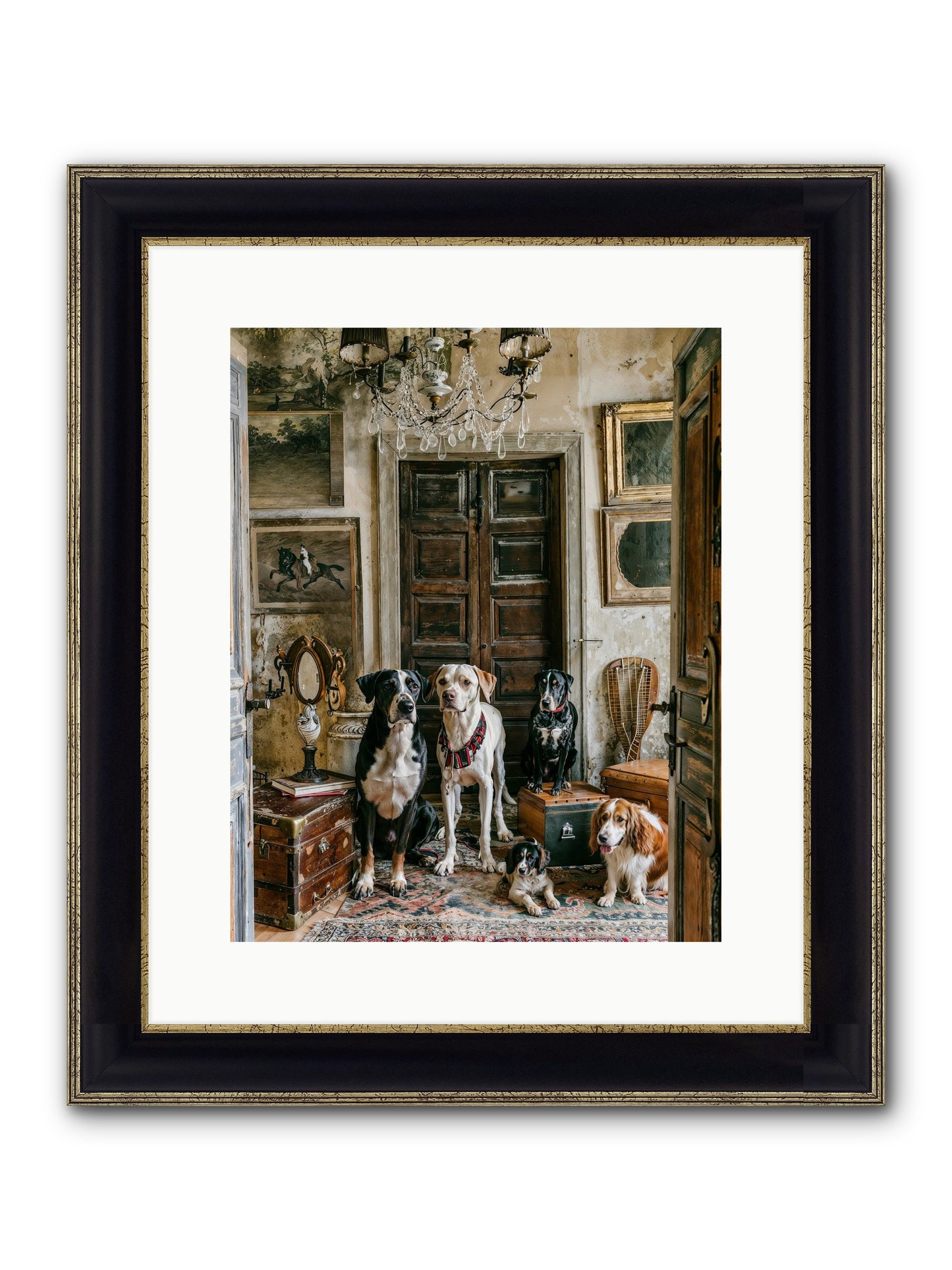 The Luxe Leash League Framed Print - Black & Gold 12x15