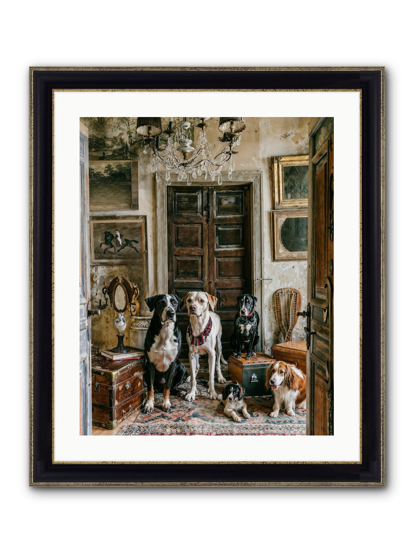 The Luxe Leash League Framed Print - Black & Gold 20x25