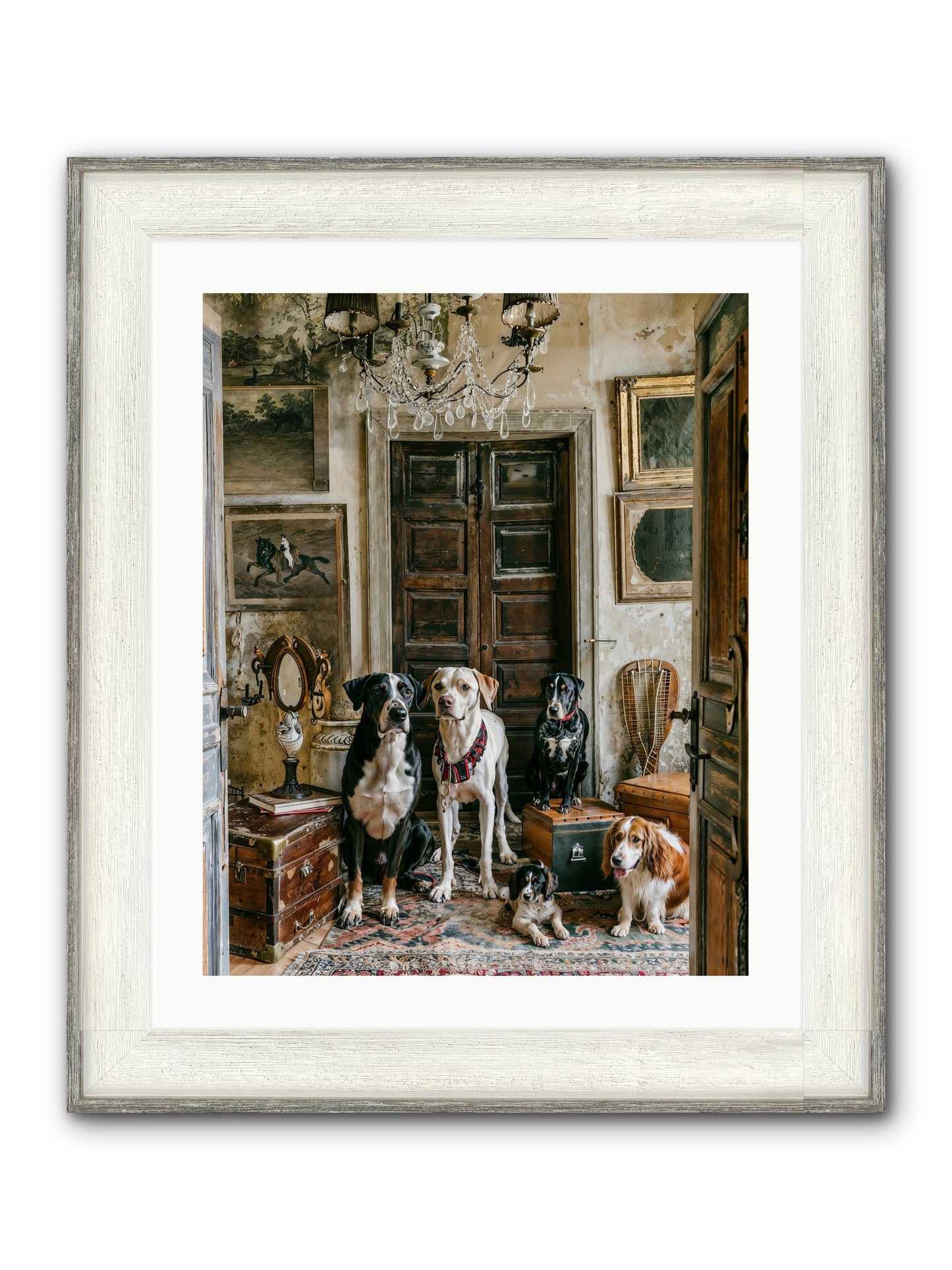 The Luxe Leash League Framed Print - Driftwood White 20x25