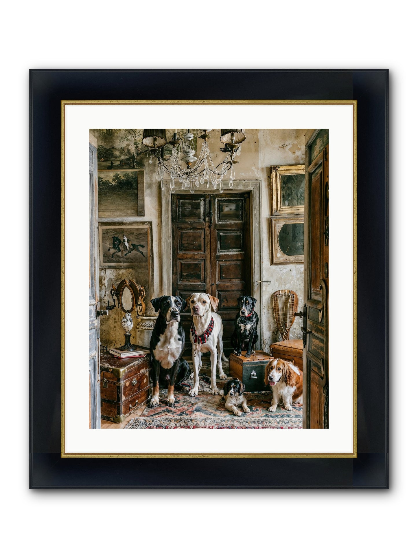 The Luxe Leash League Framed Print - Wide Black w/Gold 20x25