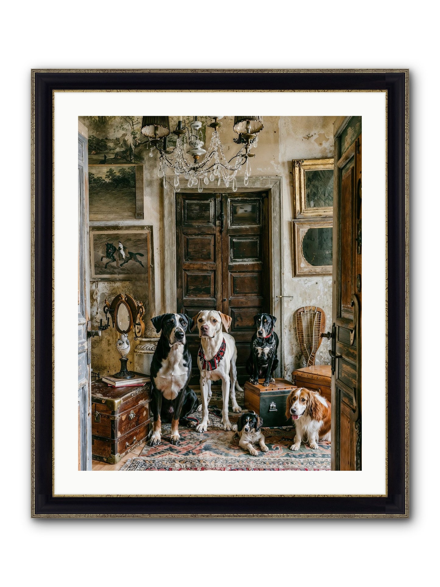 The Luxe Leash League Framed Print - Black & Gold 24x30