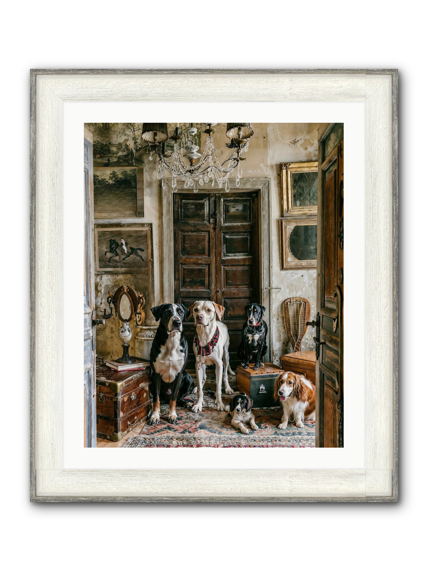 The Luxe Leash League Framed Print - Driftwood White 24x30