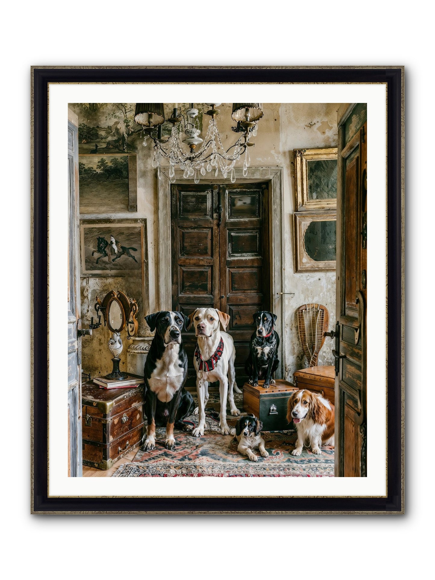 The Luxe Leash League Framed Print - Black & Gold 32x40