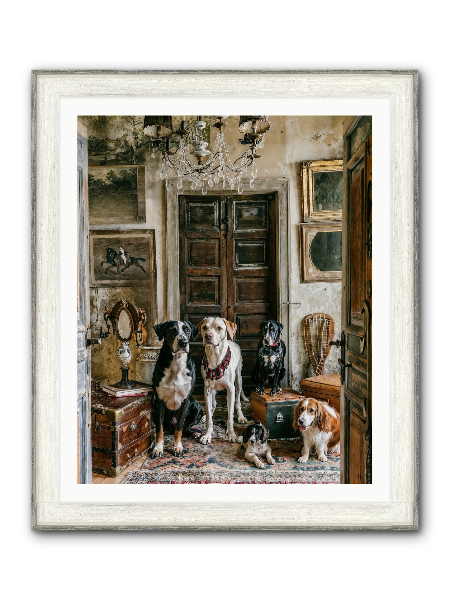 The Luxe Leash League Framed Print - Driftwood White 32x40